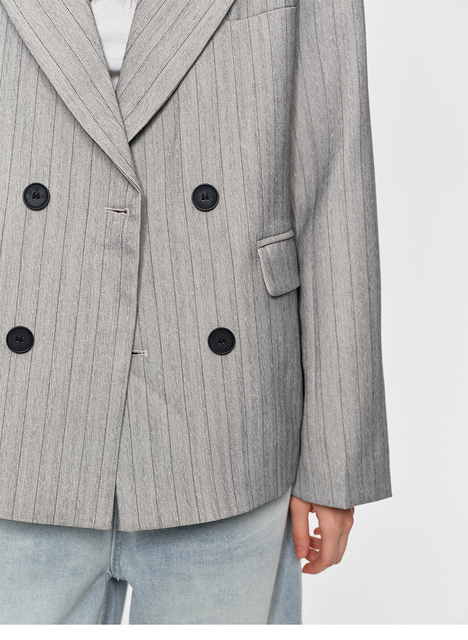 MADWITCH PINSTRIPE DOUBLE-BREASTED OVERSIZED BLAZER #AW26130