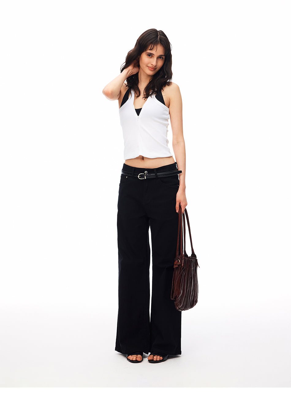 MADWITCH ZIPFRONT HALTER RACERBACK TANK TOP #BC153N
