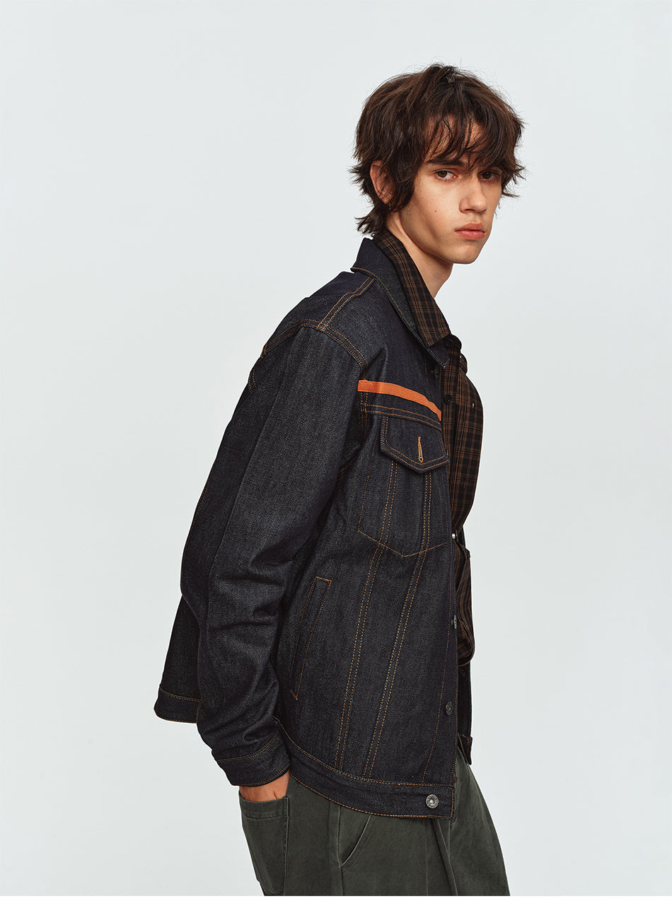 MADWITCH RAW-DENIM COLLARED CROPPED UTILITY JACKET #2606WT3040