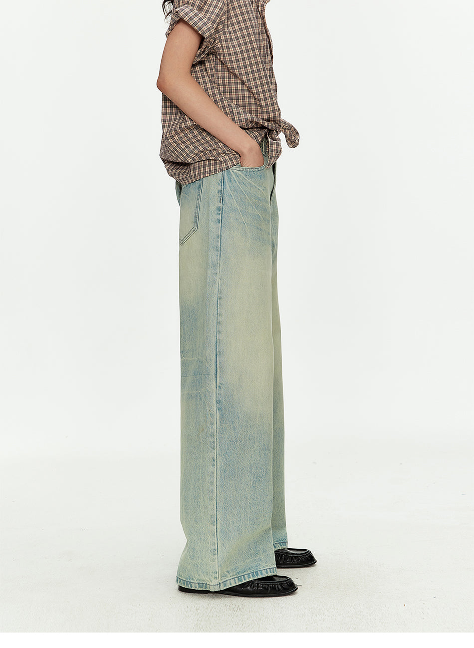 MADWITCH LIGHT BLUE CURVED WIDE JEANS #G60036
