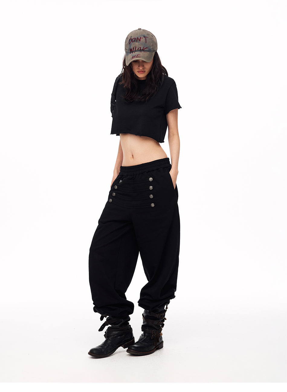MADWITCH RAW EDGE CROPPED CREWNECK TEE #2026569