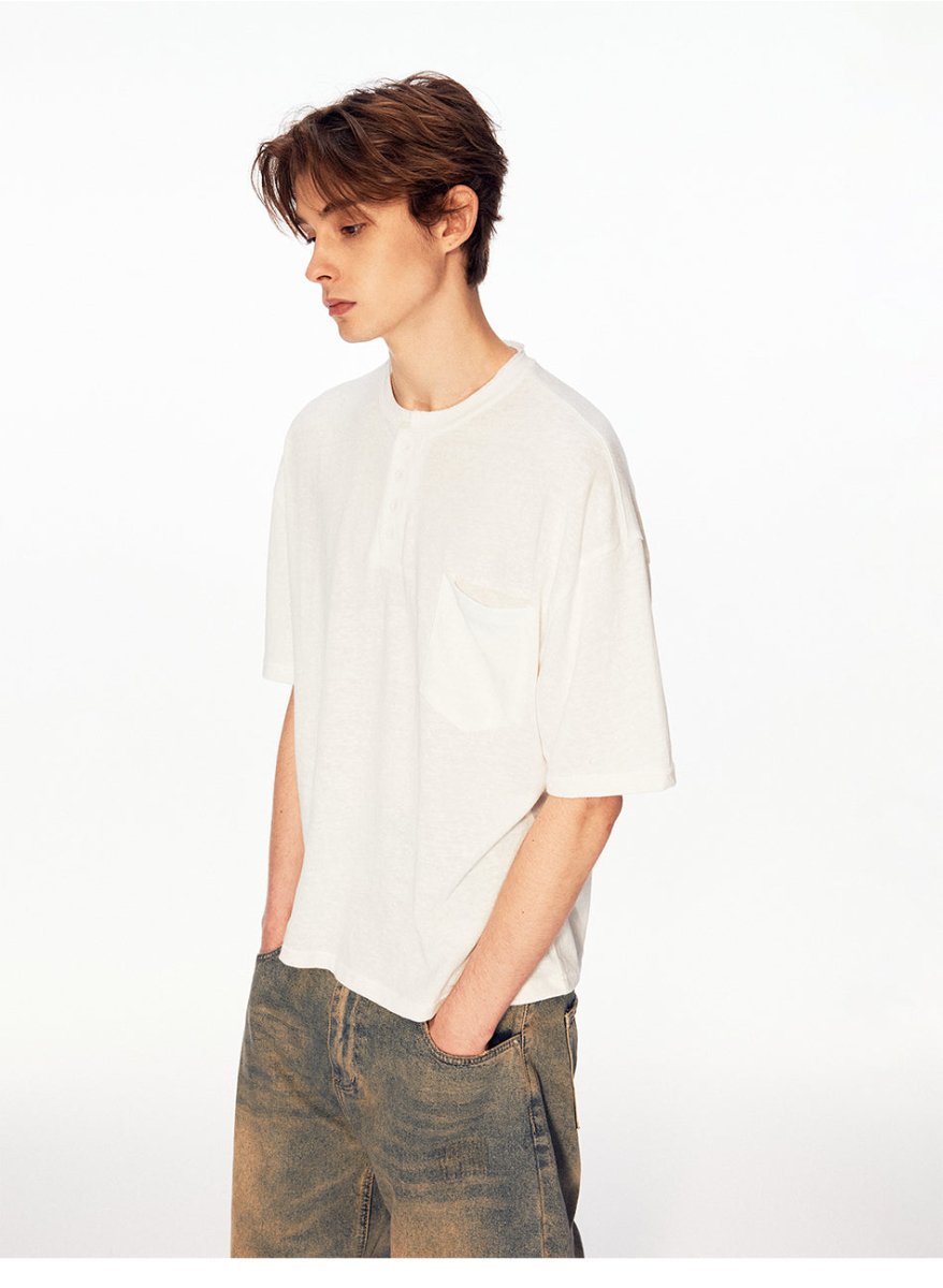 MADWITCH HENLEY LINEN RELAXED TEE UTU055 - MadWitch Store