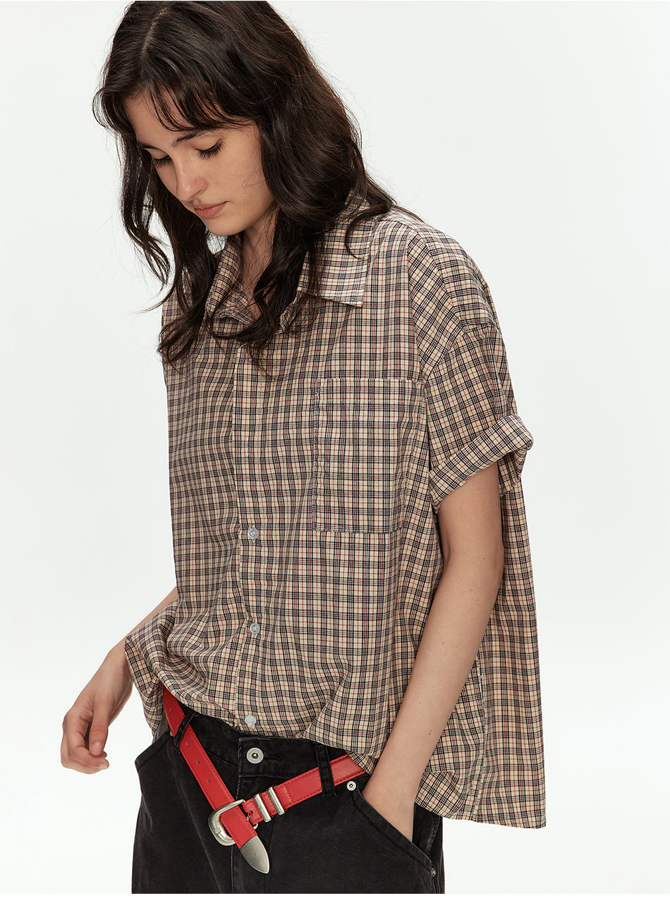 MADWITCH VINTAGE PLAID RELAXED SHIRT #B105