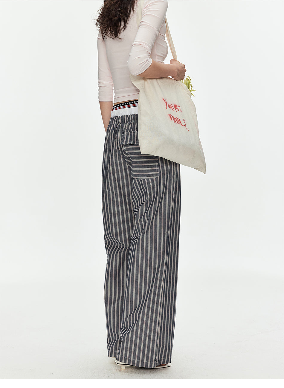 MADWITCH STRIPED SUMMER WIDE LEG PANTS #CK61029