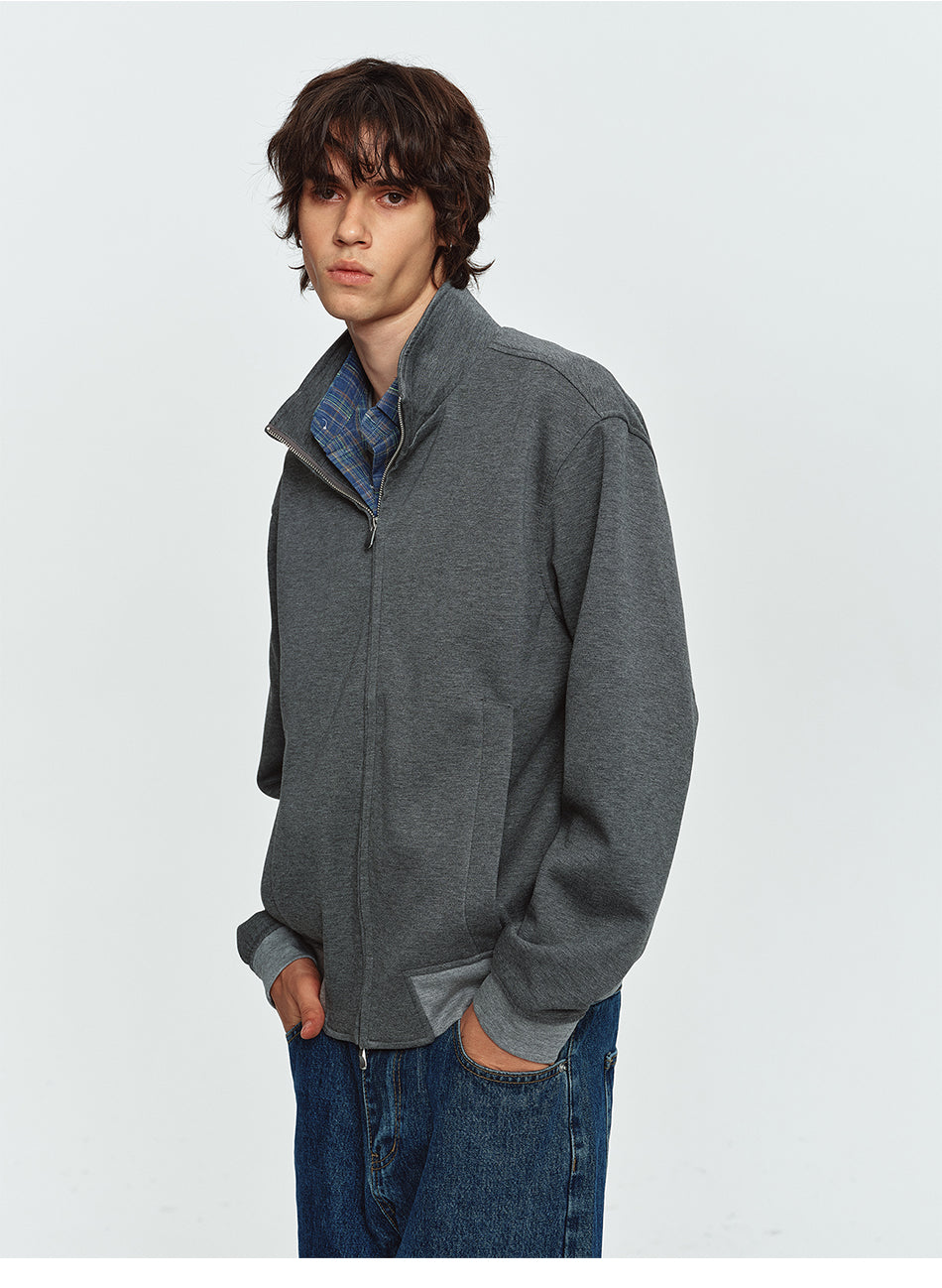MADWITCH COLOR-BLOCK STAND-COLLAR RELAXED ZIP JACKET #AT605