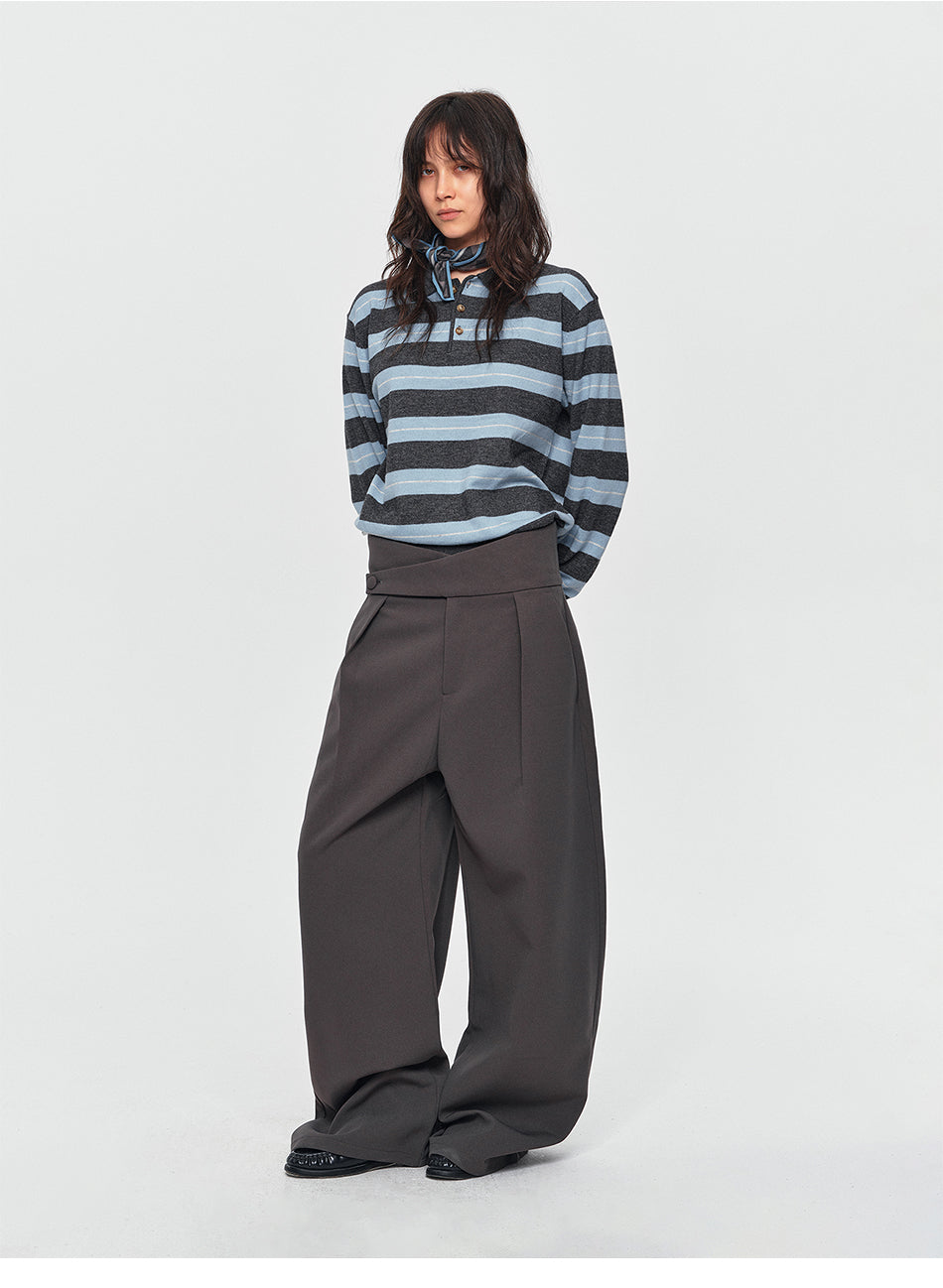 MADWITCH CONTRAST-STRIPE WOOL-BLEND POLO SWEATER #32873