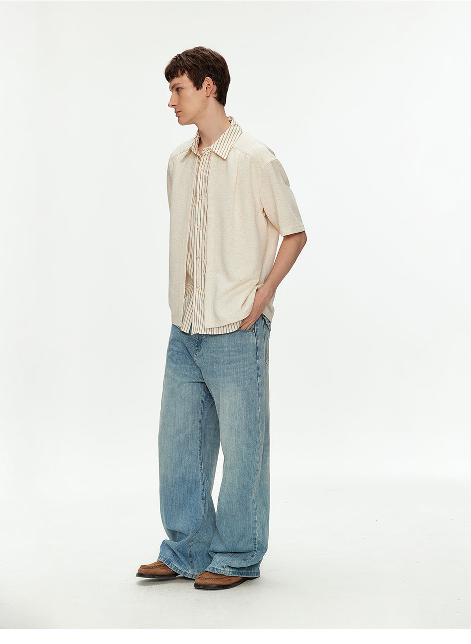 MADWITCH LINEN BLEND SHIRT COLLAR TEE #880925