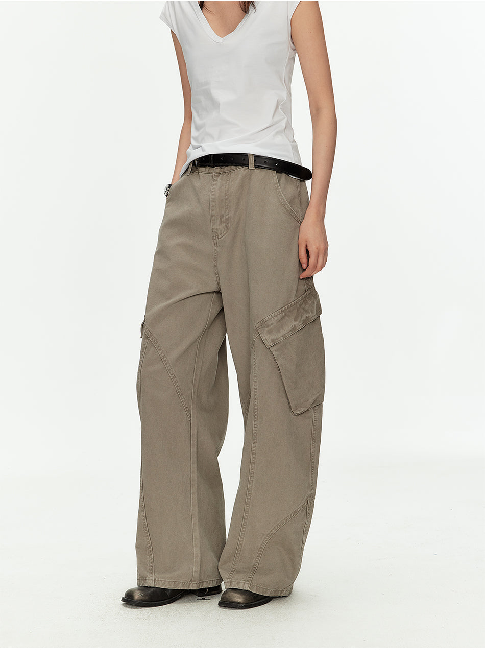 MADWITCH VINTAGE WASHED CURVED CARGO PANTS #K701