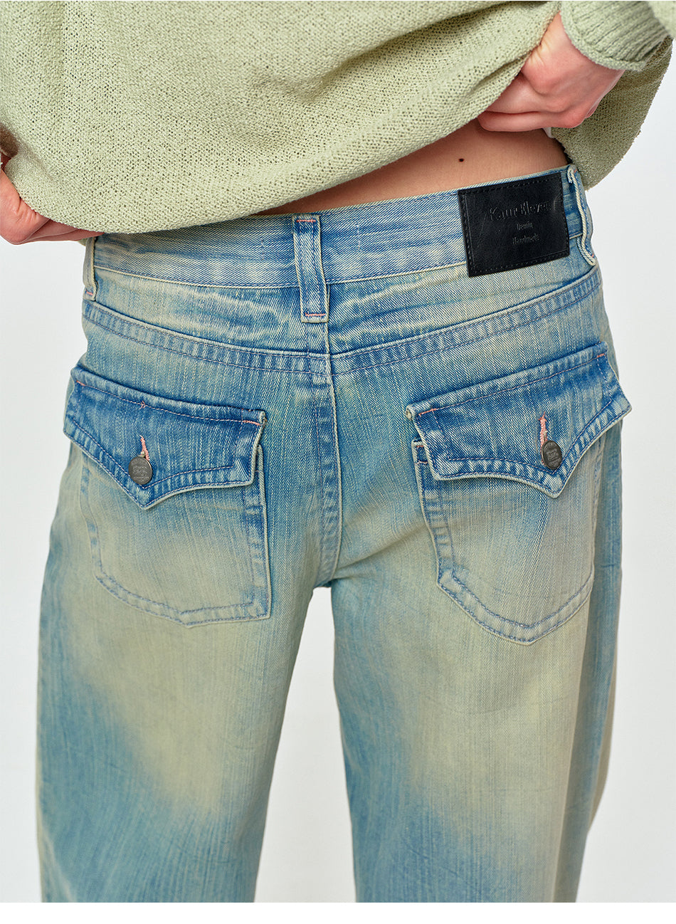 MADWITCH SLUB-WASHED WIDE-LEG JEANS #GPCN9856