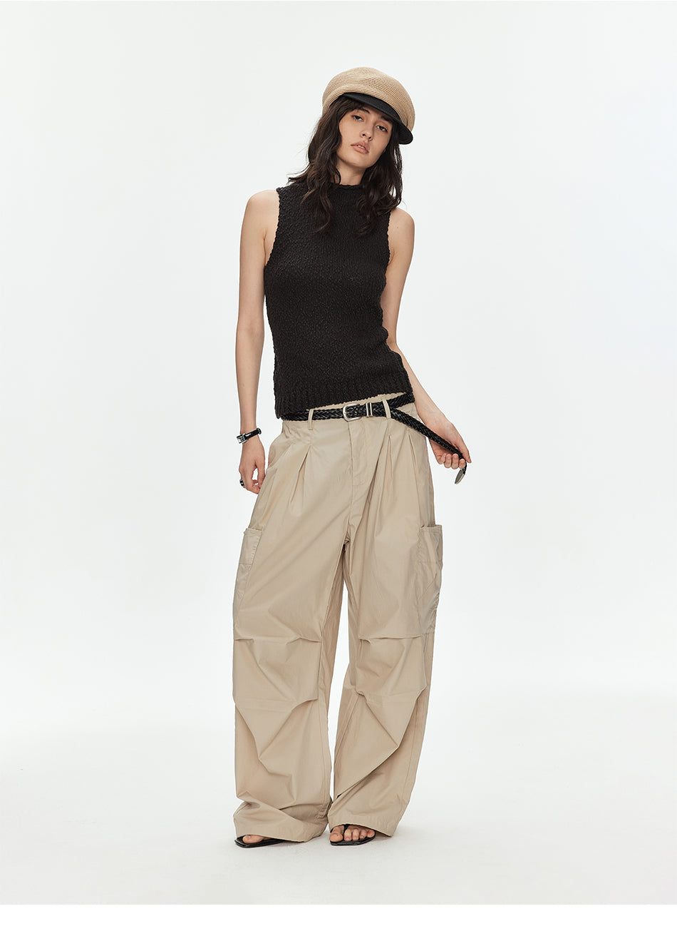 MADWITCH TEXTURED OPEN KNIT MOCK NECK VEST #MYCB017