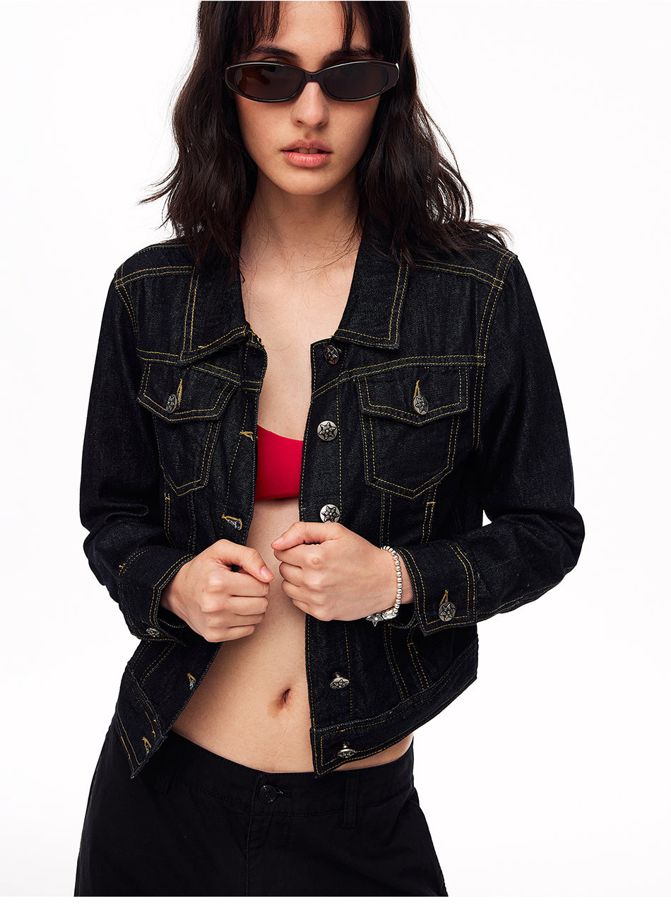 MADWITCH VINTAGE CROPPED DENIM JACKET #CW1366N