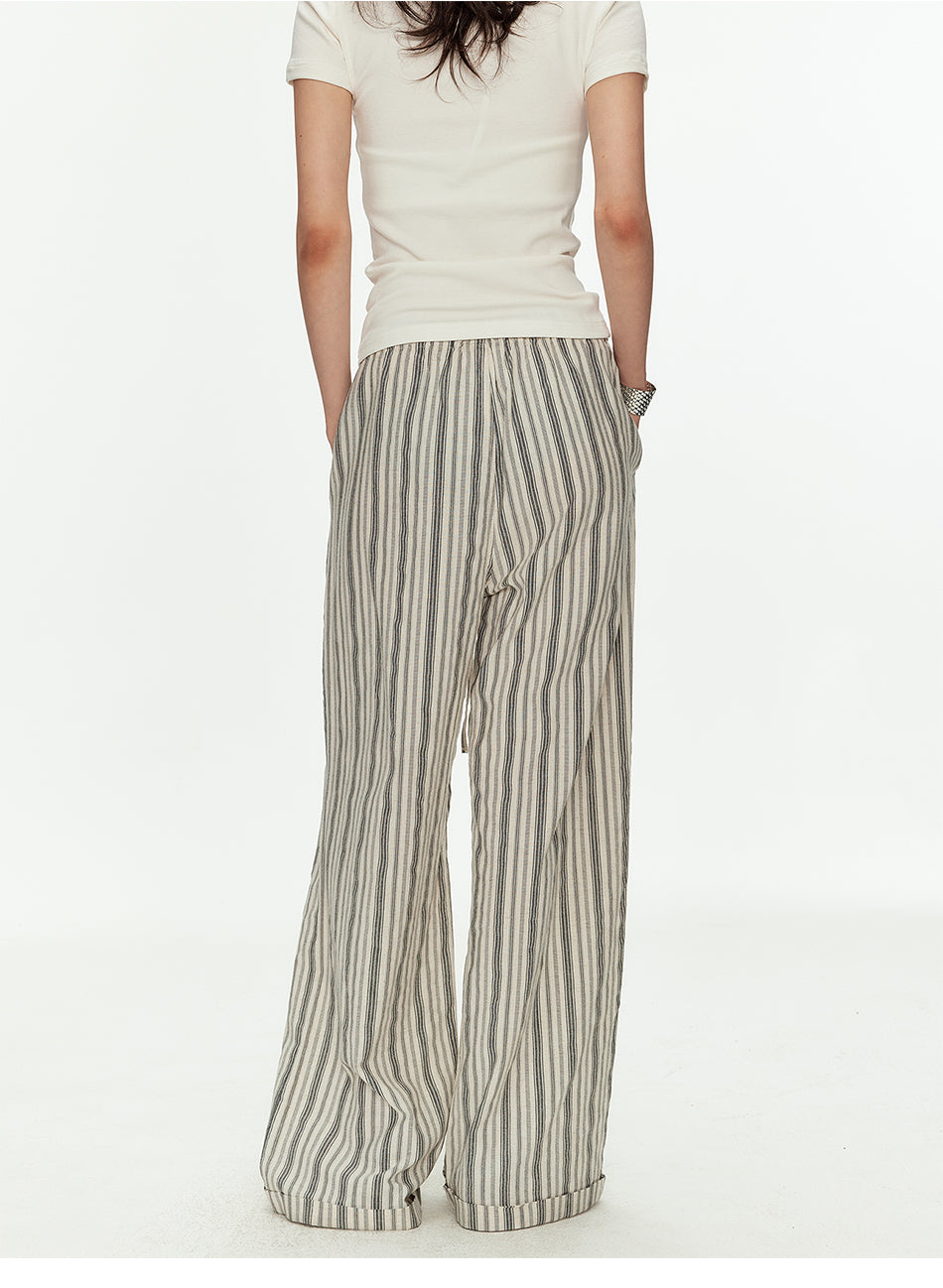MADWITCH LINEN STRIPE WIDE PANTS #CK61018