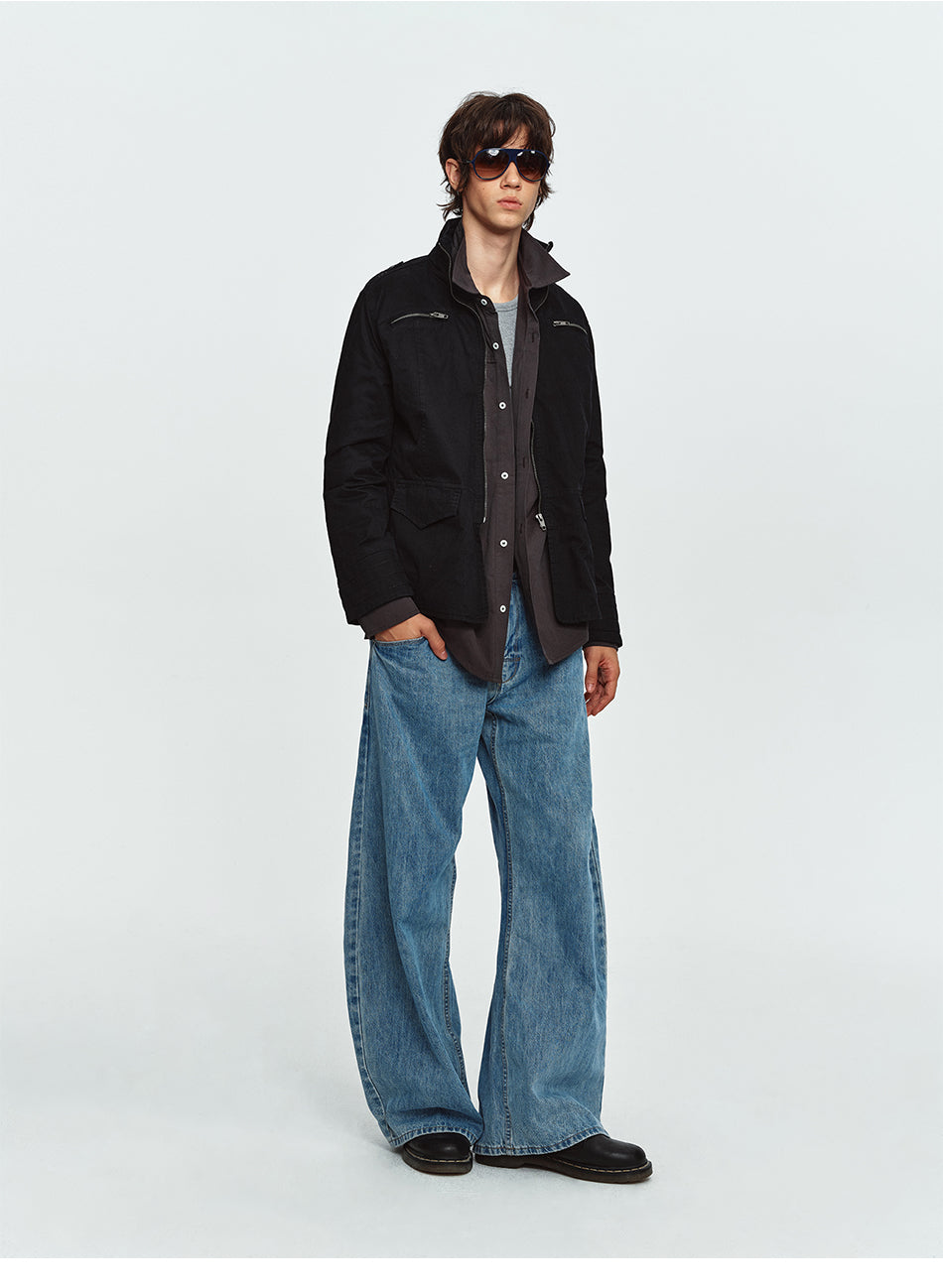 MADWITCH EPAULET MULTI-POCKET WASHED UTILITY JACKET #CW1381N