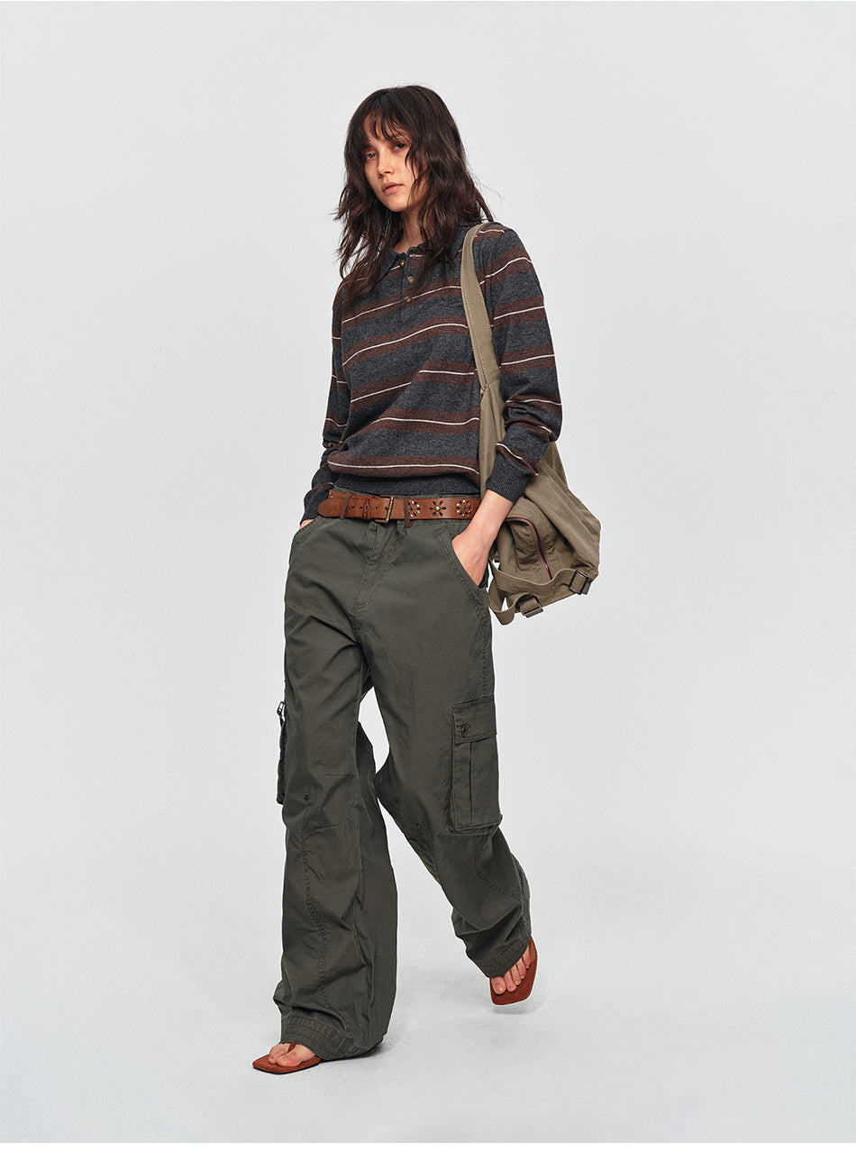 MADWITCH PANELED MULTI-POCKET CARGO PANTS #CK61019