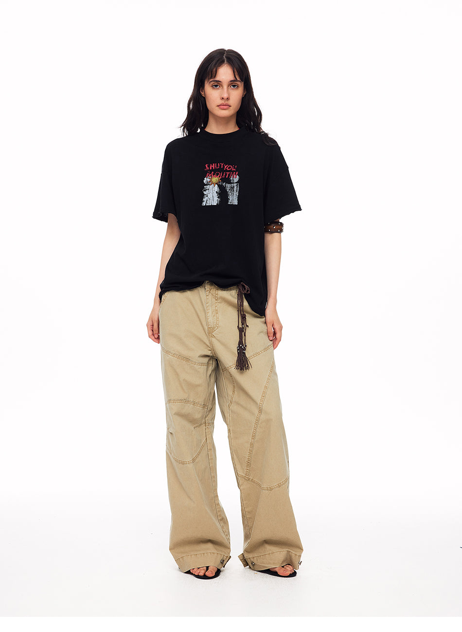 MADWITCH DISTRESSED SLOGAN SILHOUETTE GRAPHIC TEE #TC137