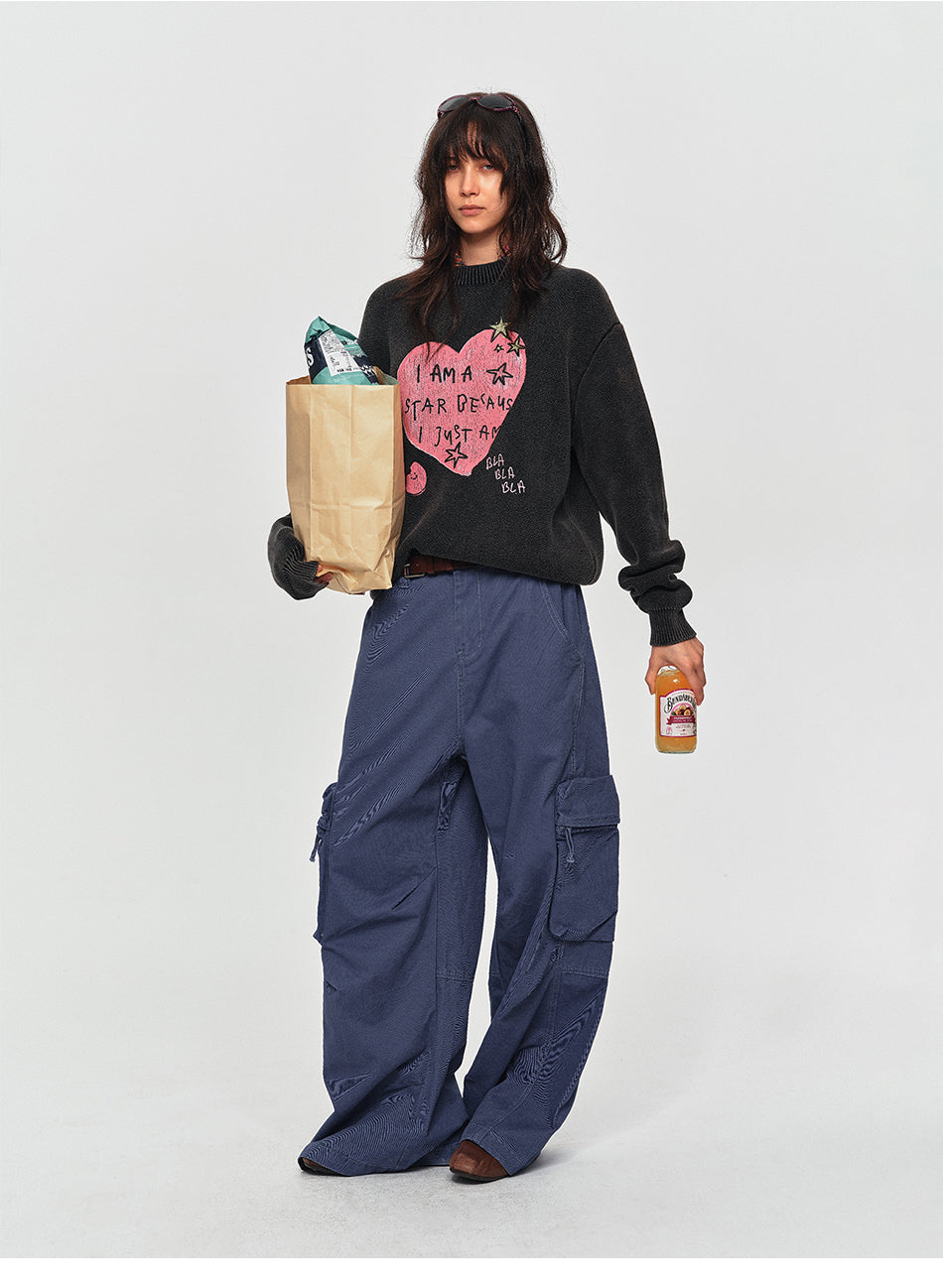 MADWITCH GRAFFITI HEART OVERSIZED SWEATER #MY2609
