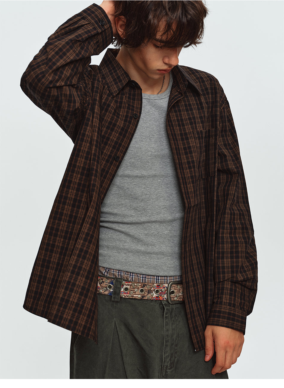 MADWITCH PLAID RELAXED-FIT CASUAL SHIRT #CR6256