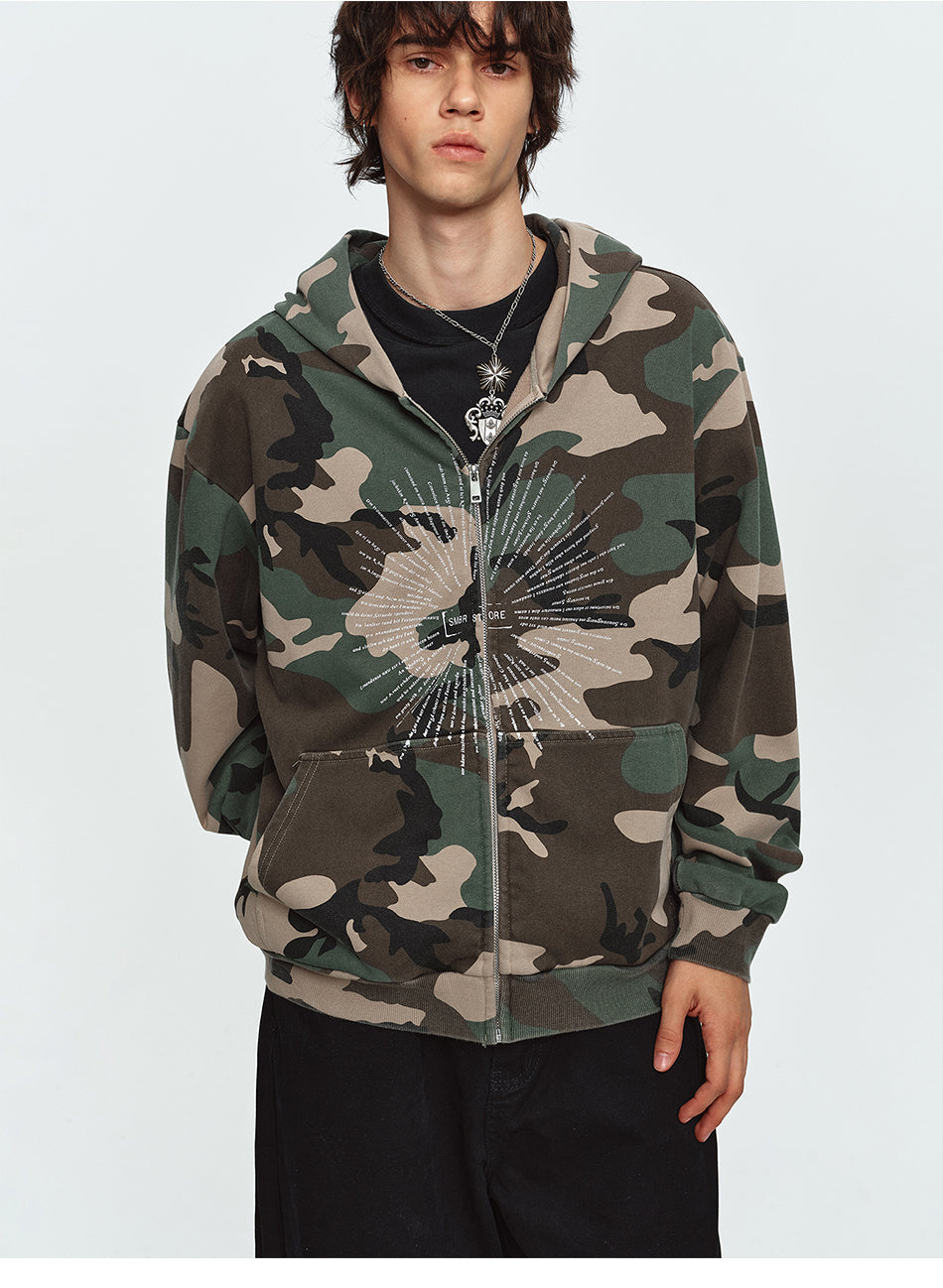 MADWITCH CAMO GRAPHIC-PRINT ZIP HOODIE #0309