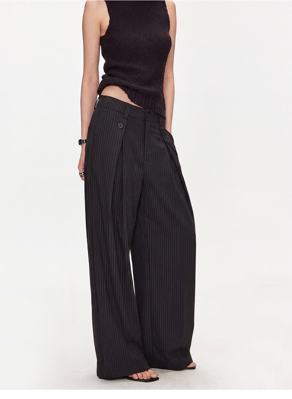 MADWITCH PINSTRIPE PLEATED WIDE-LEG TROUSERS #CK61093