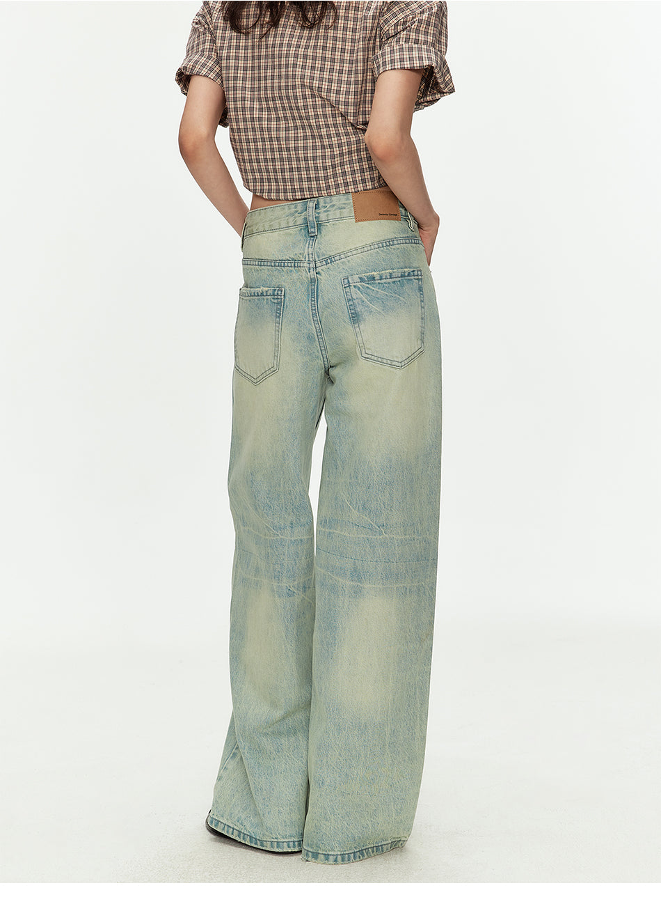 MADWITCH LIGHT BLUE CURVED WIDE JEANS #G60036