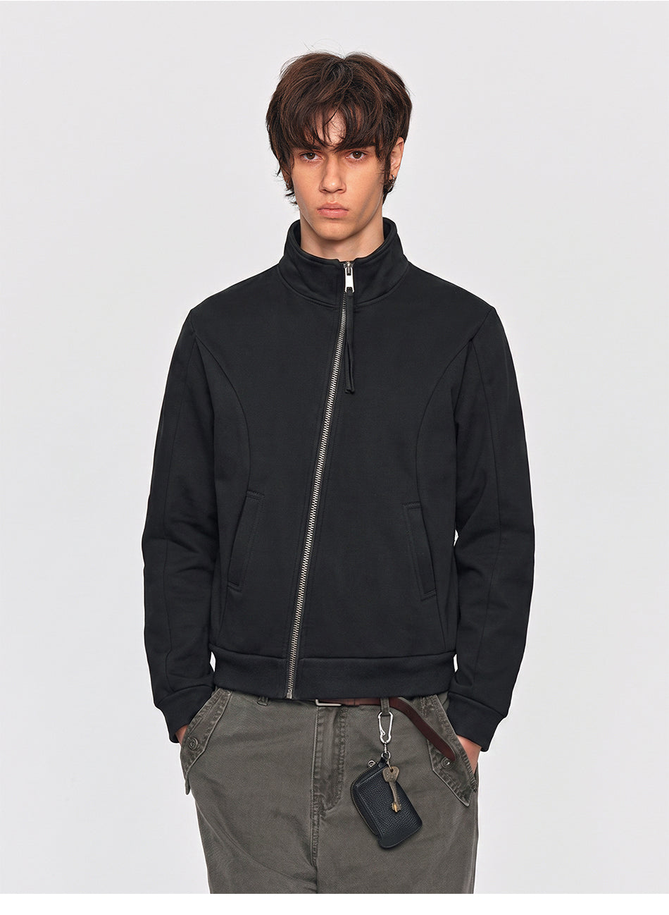 MADWITCH PANEL-CUT STAND-COLLAR ZIP CARDIGAN #2606WT5107