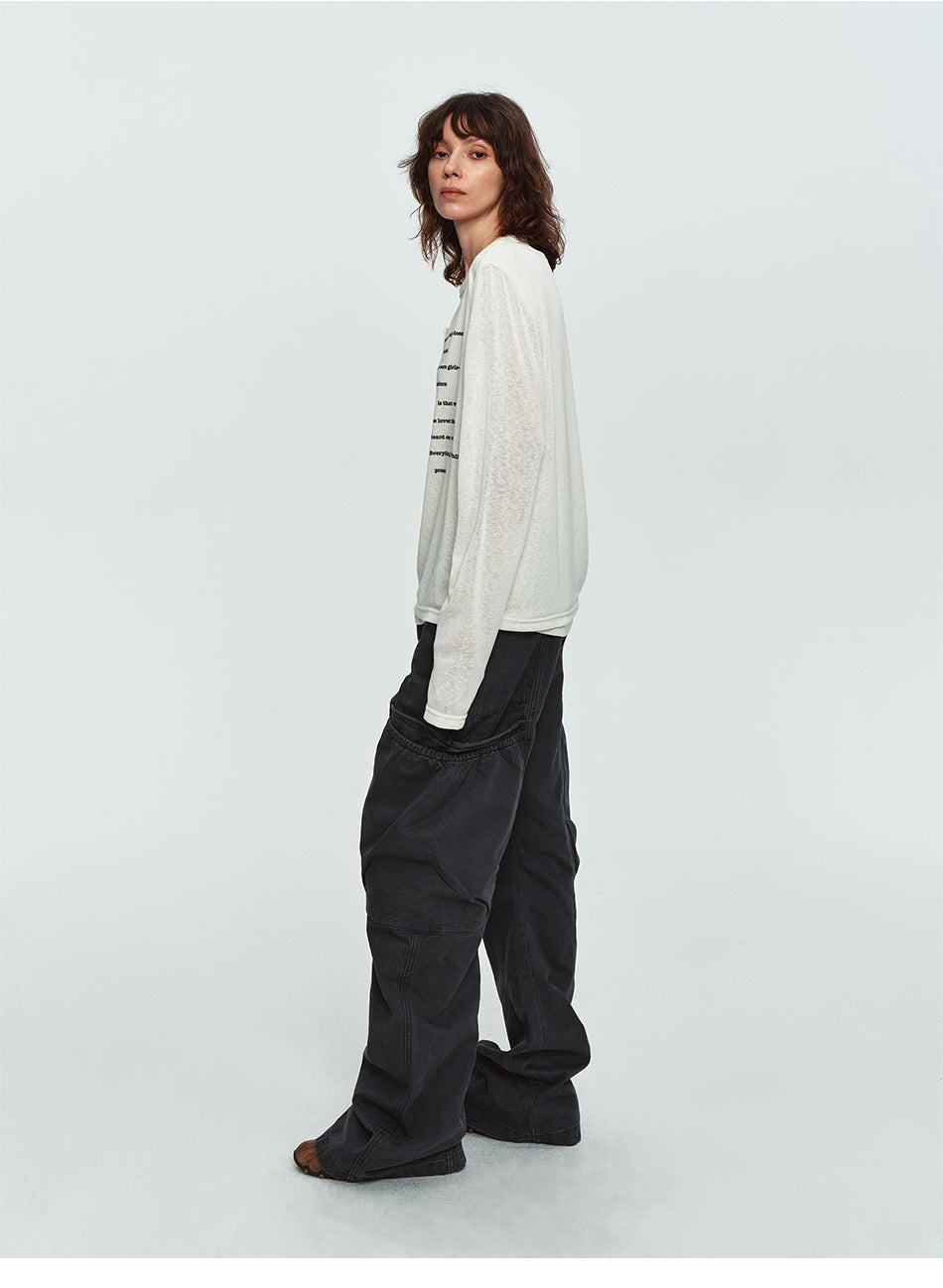MADWITCH WASHED PANELLED WIDE-LEG CARGO PANTS #DR9623