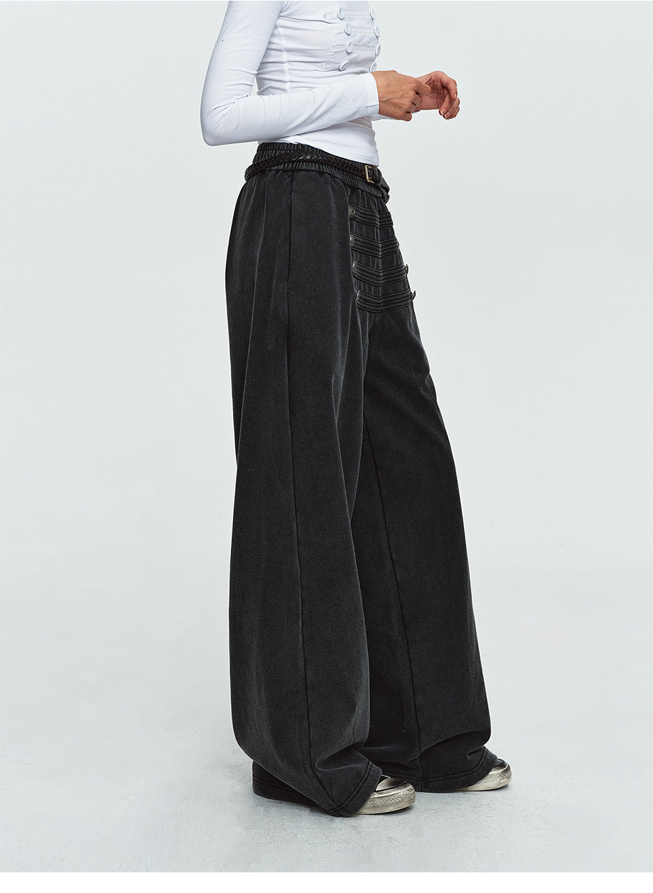 MADWITCH NAPOLEON-BUTTON WASHED RELAXED SWEATPANTS #L2026701