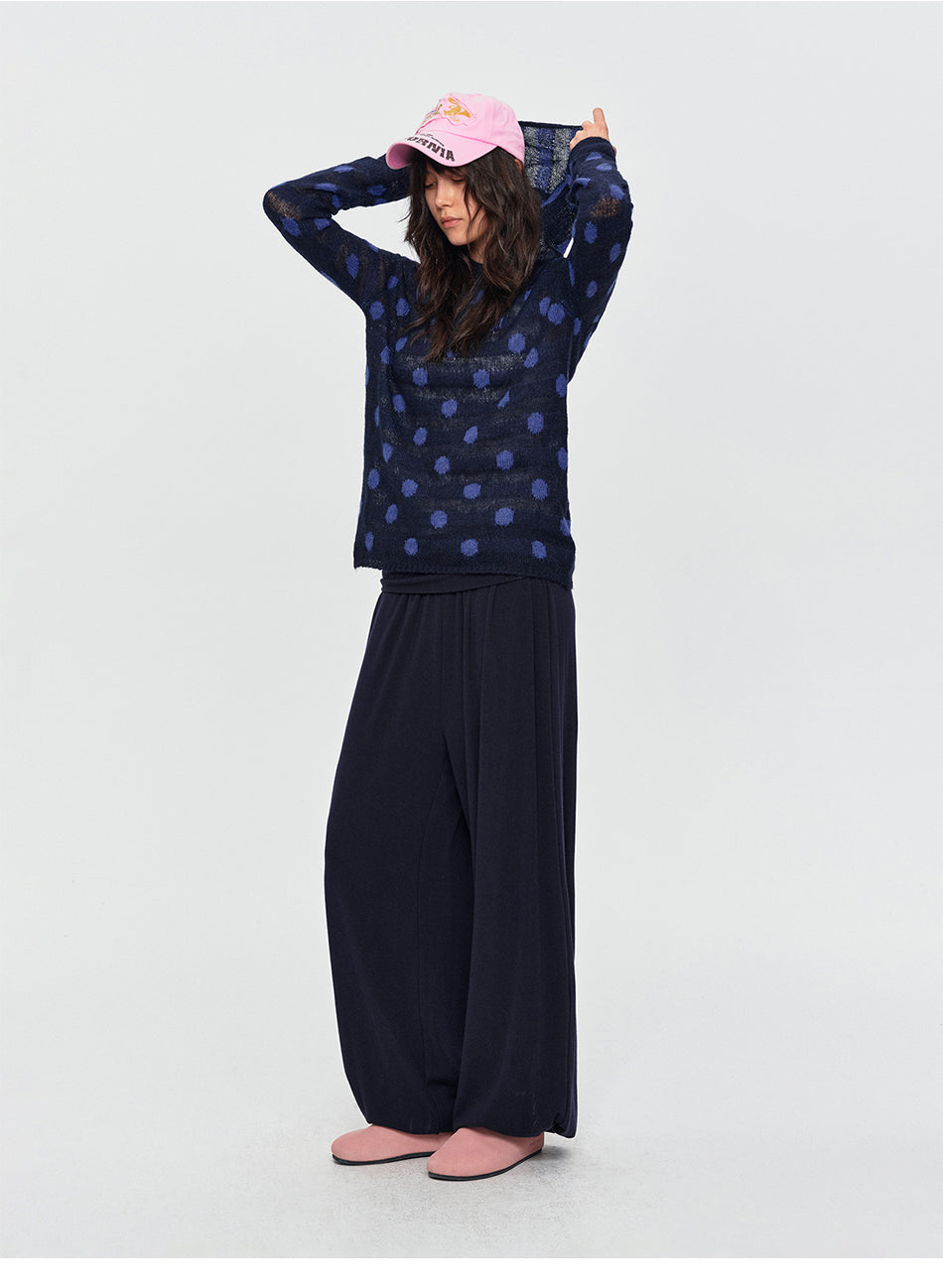 MADWITCH POLKA-DOT HOODED KNIT TOP #MYC026