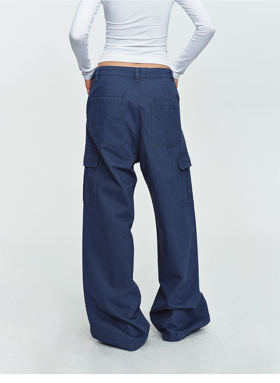 MADWITCH MINIMALIST SIDE-POCKET WIDE-LEG CARGO PANTS #A645