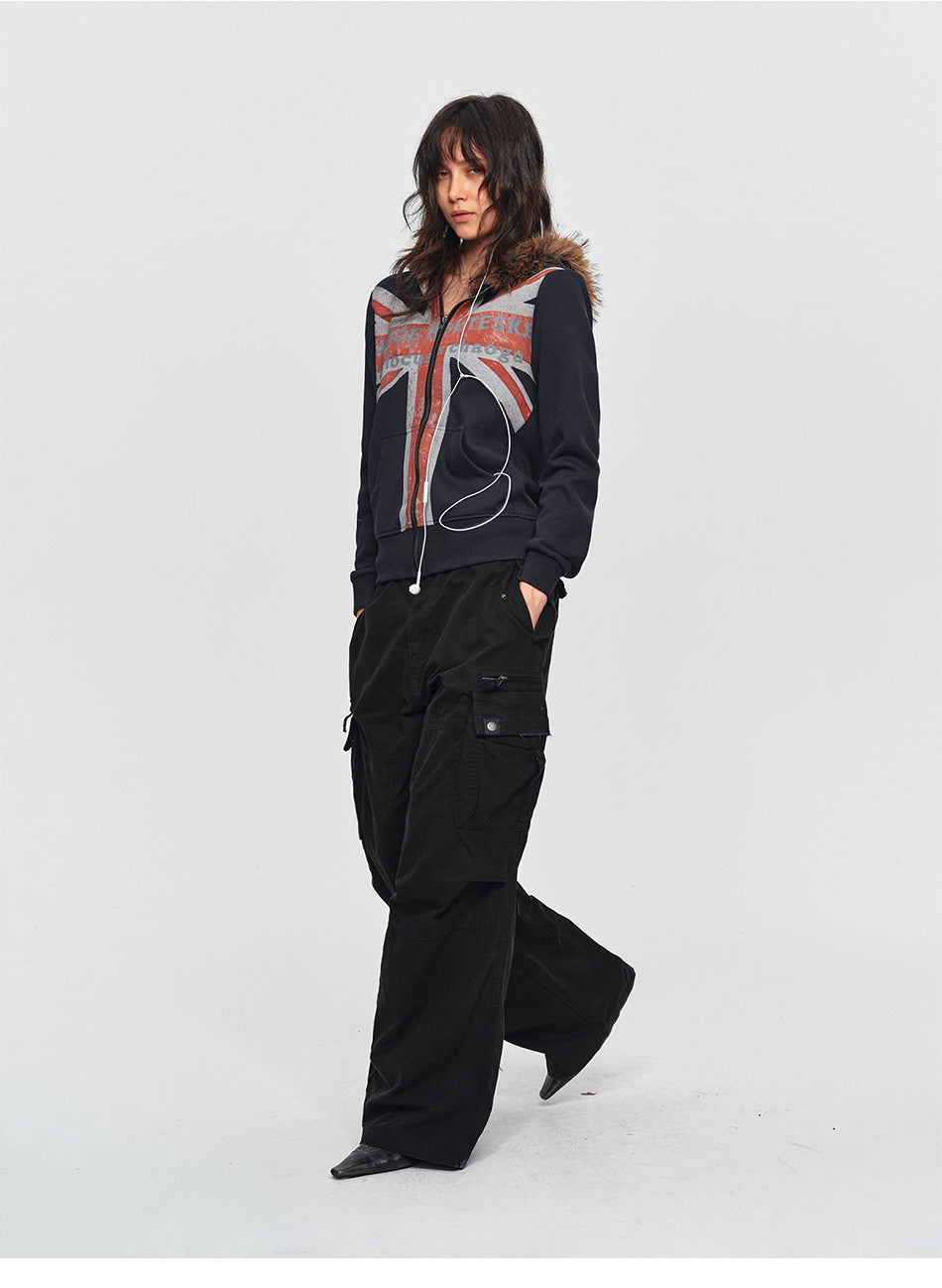 MADWITCH UNION JACK FUR-COLLAR HOODIE #2026553