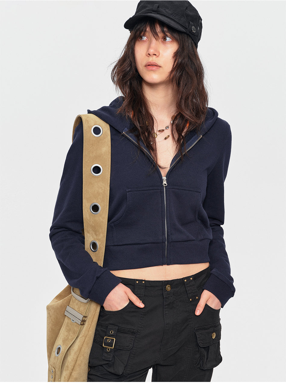 MADWITCH CROPPED SLIM-FIT ZIP HOODIE #C2026338