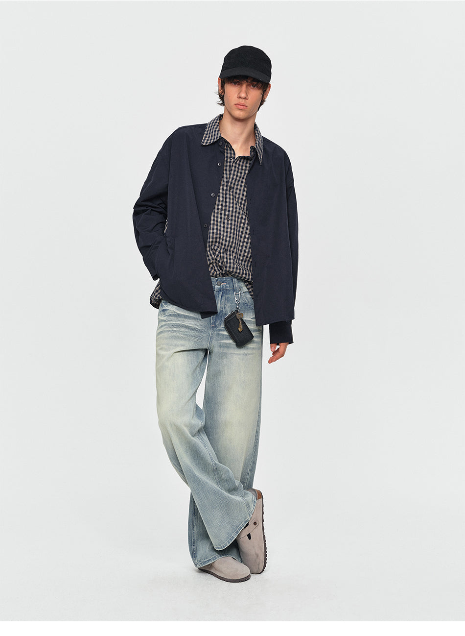 MADWITCH LAYERED PLAID OVERSIZED SHIRT #991513