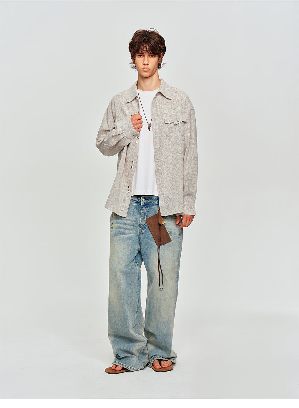 MADWITCH LINEN-BLEND TWO-POCKET SHIRT #880953