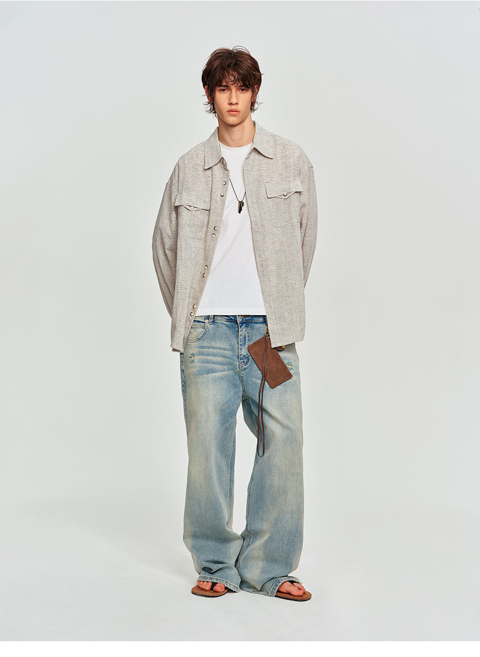 MADWITCH LINEN-BLEND TWO-POCKET SHIRT #880953