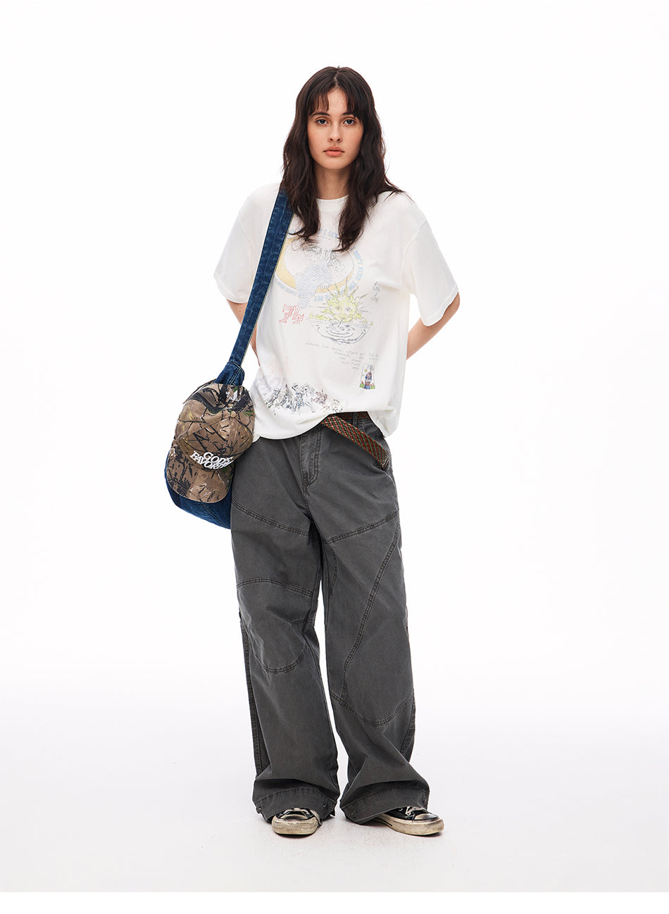 MADWITCH HAND-DRAWN ANGEL GRAFFITI WASHED TEE #TH151