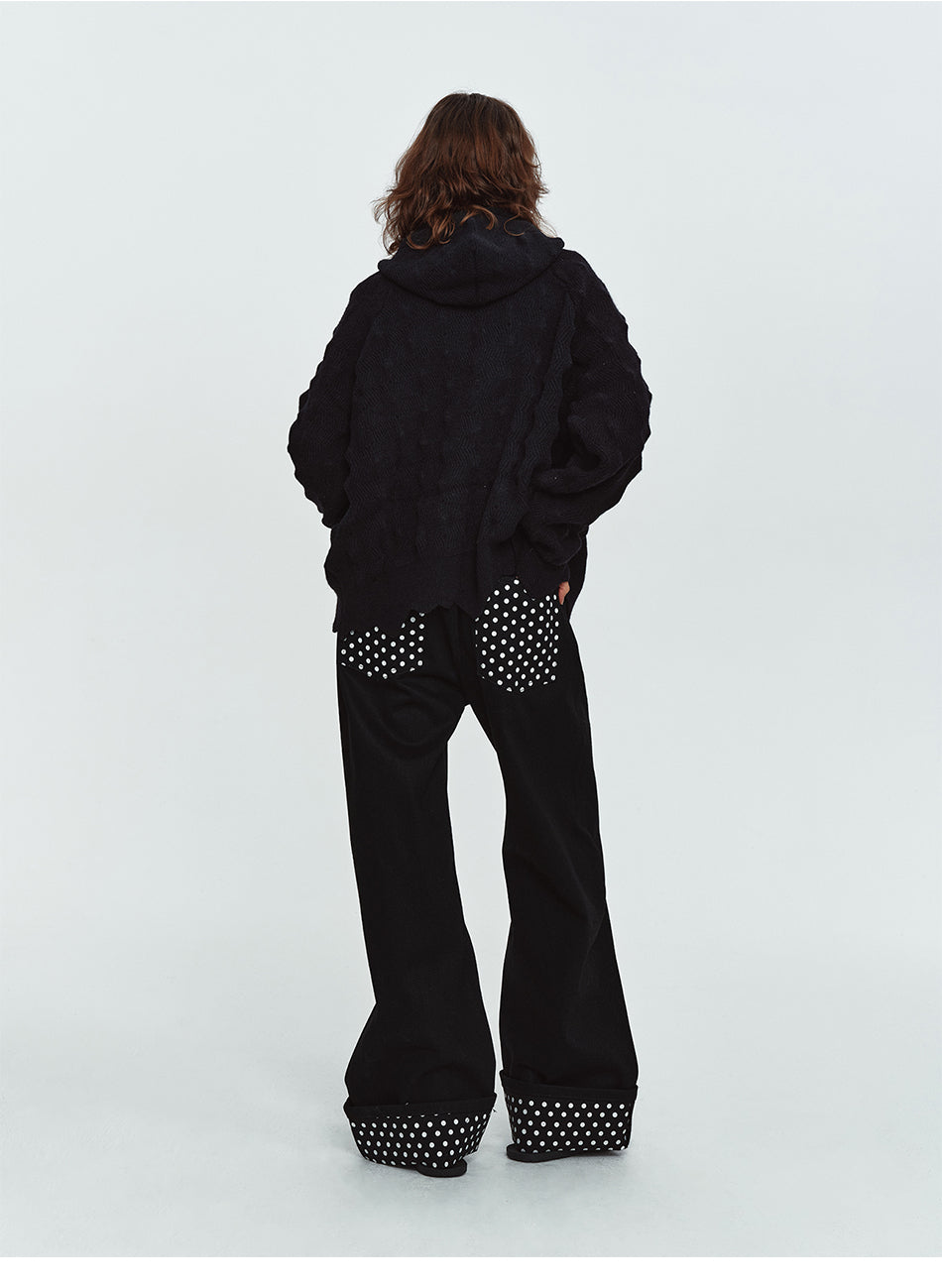 MADWITCH ASYMMETRIC CABLE-KNIT HOODED CARDIGAN #L2026708