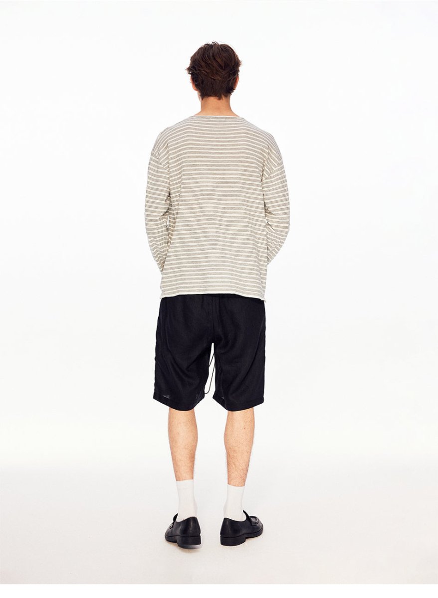 MADWITCH HENLEY LINEN TENCEL STRIPE TEE 68625 - MadWitch Store