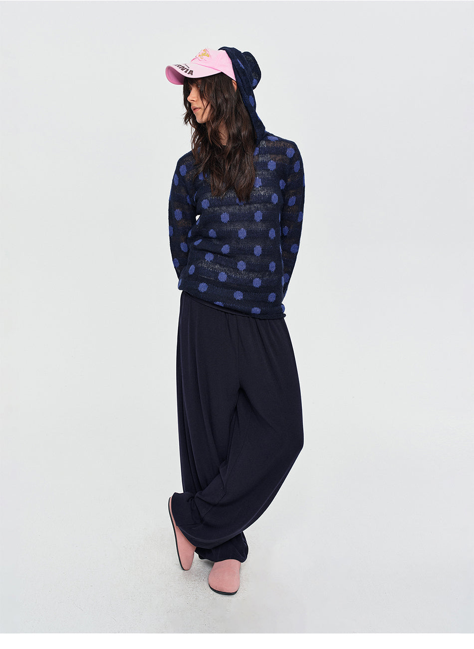MADWITCH POLKA-DOT HOODED KNIT TOP #MYC026