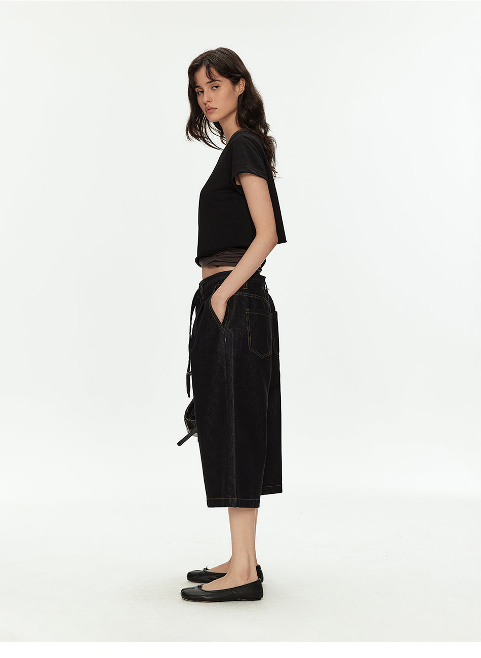 MADWITCH RAW BLACK CROP JEANS #8633