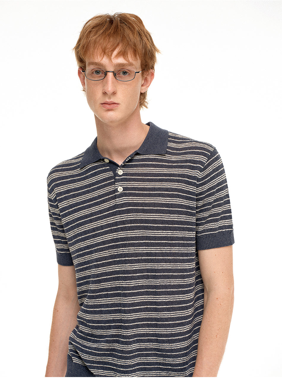 MADWITCH LINEN STRIPE POLO #86138