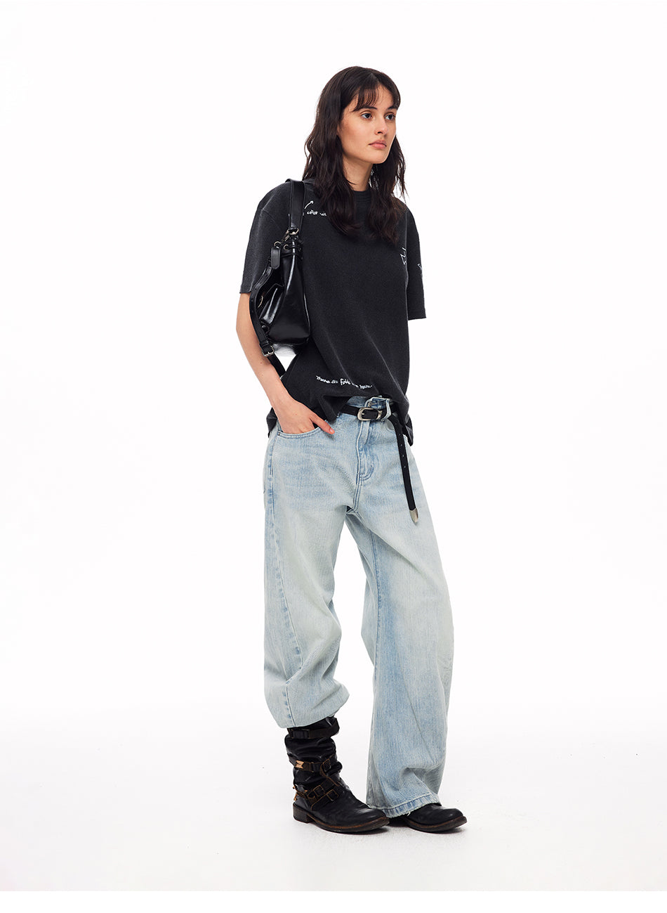 MADWITCH STUDDED WASHED CURVED JEANS #CK9837