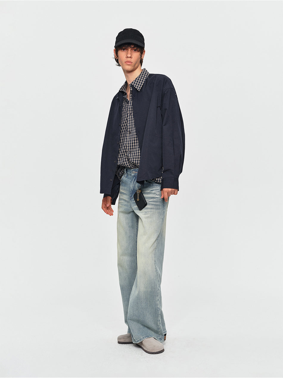 MADWITCH LAYERED PLAID OVERSIZED SHIRT #991513