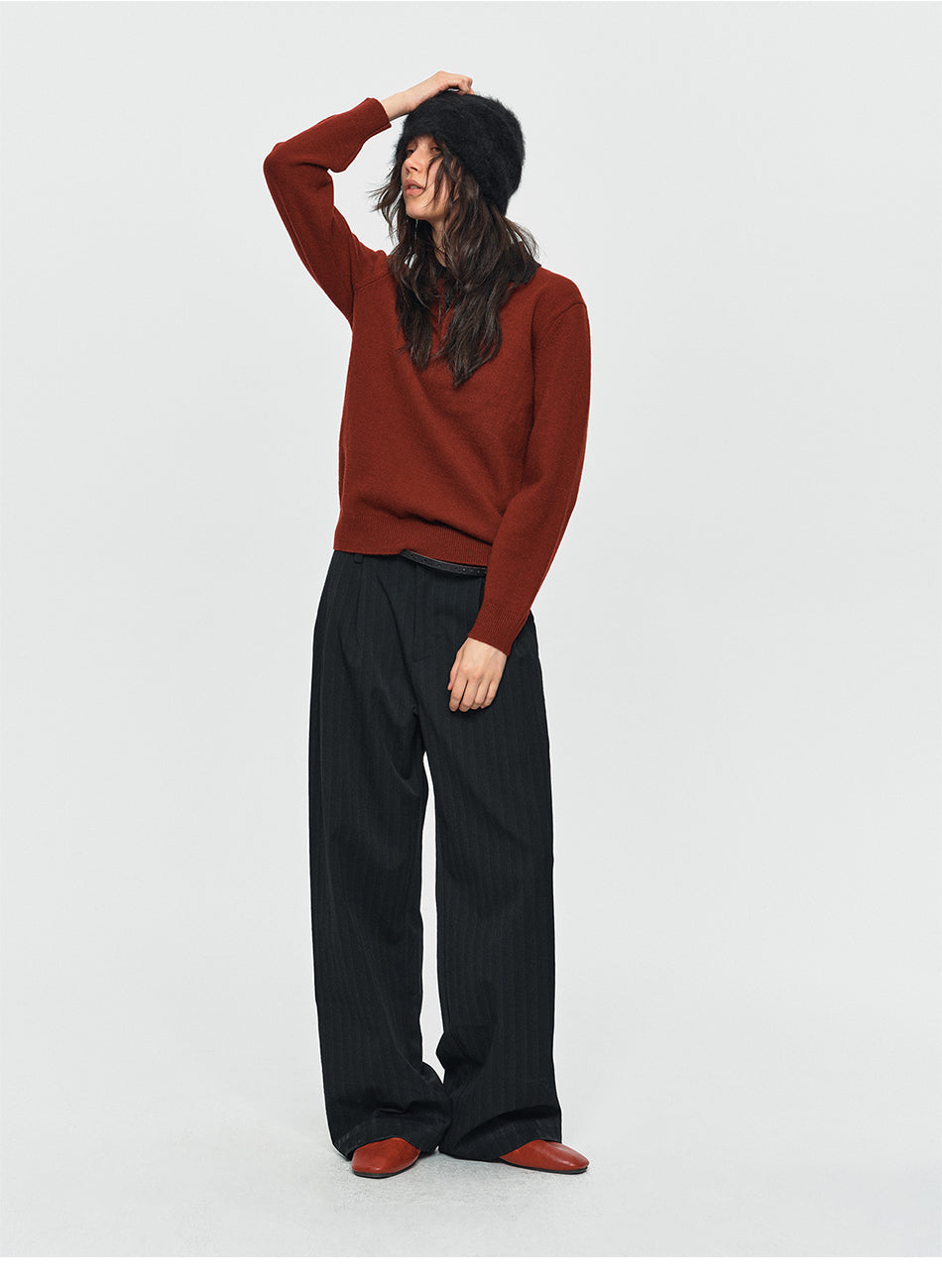 MADWITCH CONTRAST-COLLAR POLO KNIT SWEATER #46893