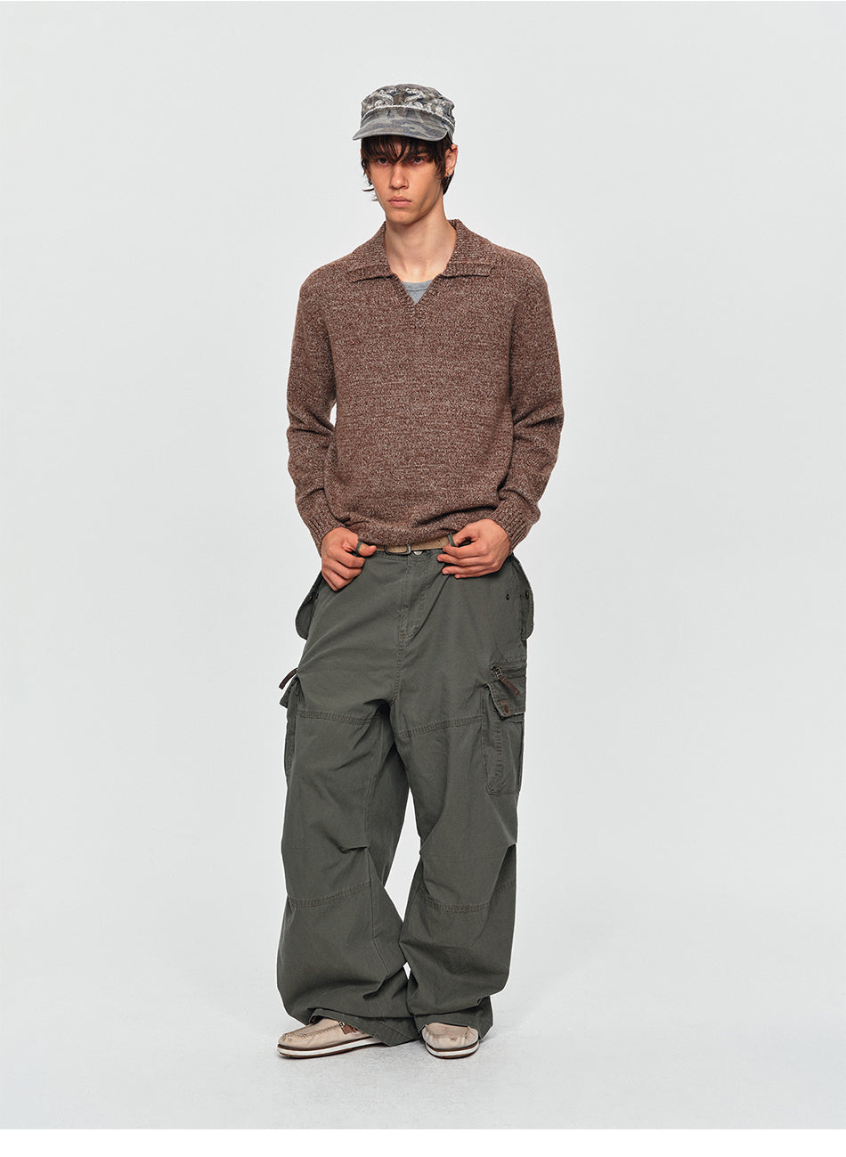 MADWITCH MARLED WOOL-BLEND POLO SWEATER #11820
