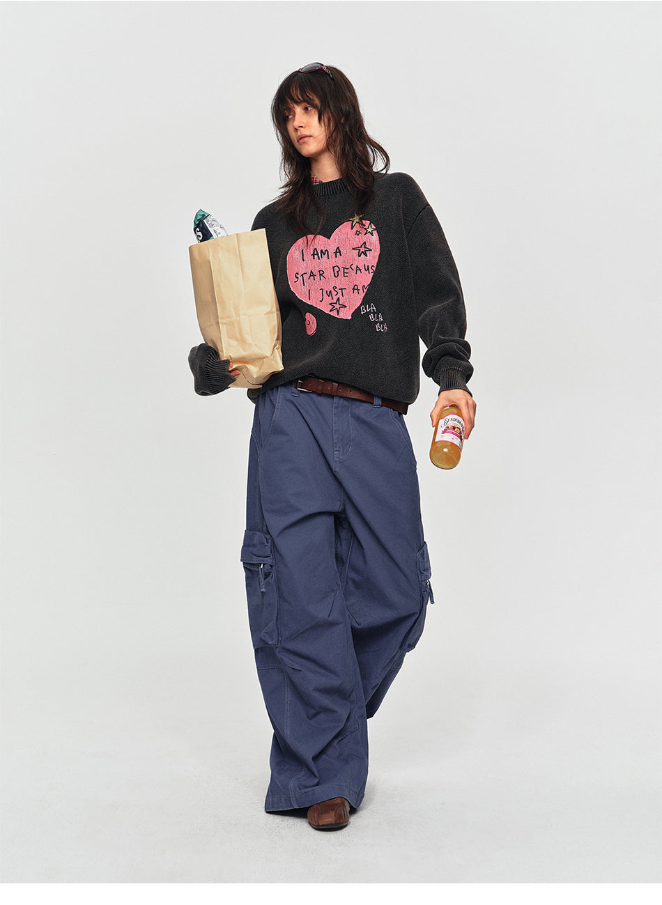 MADWITCH GRAFFITI HEART OVERSIZED SWEATER #MY2609