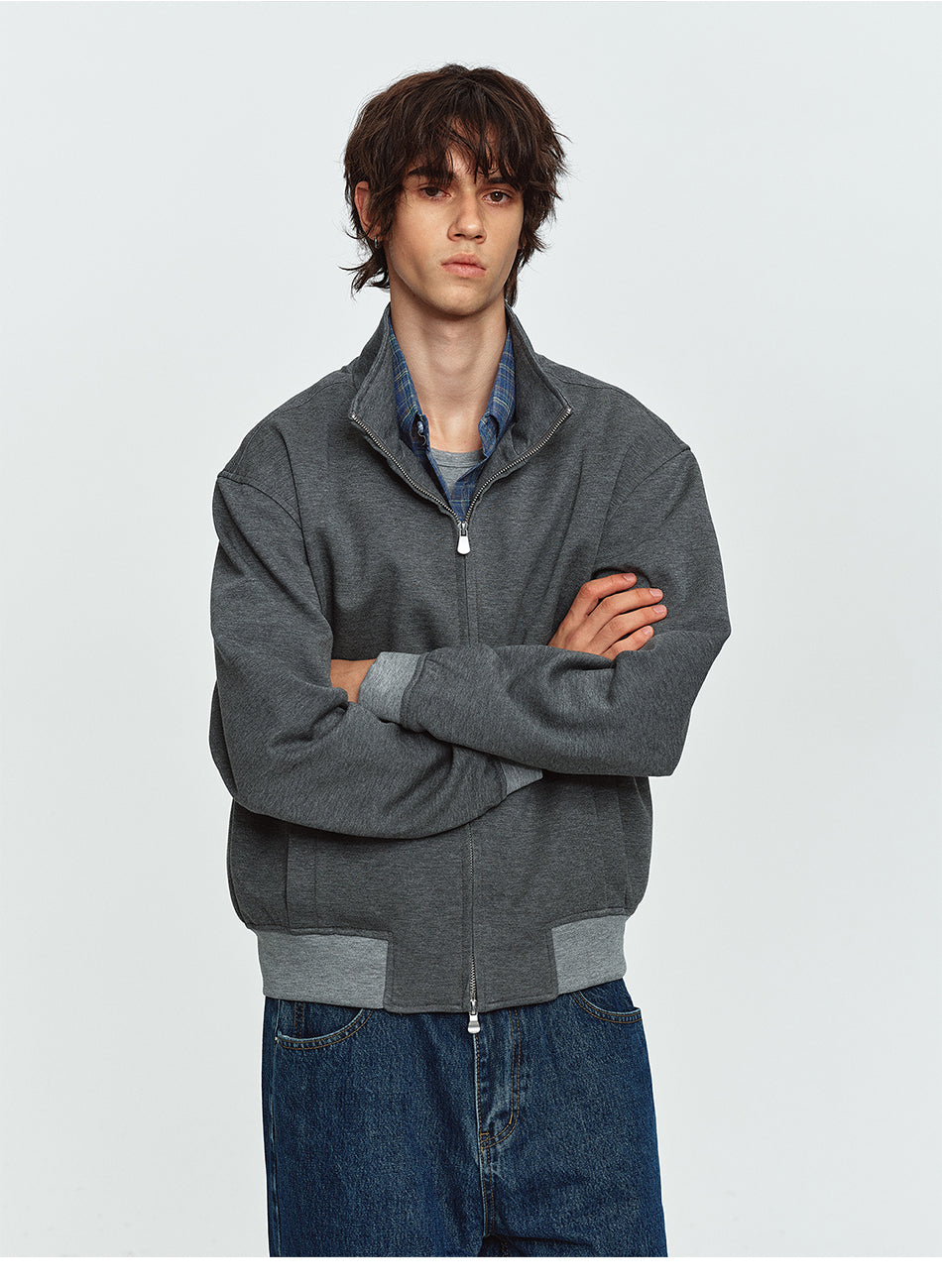 MADWITCH COLOR-BLOCK STAND-COLLAR RELAXED ZIP JACKET #AT605