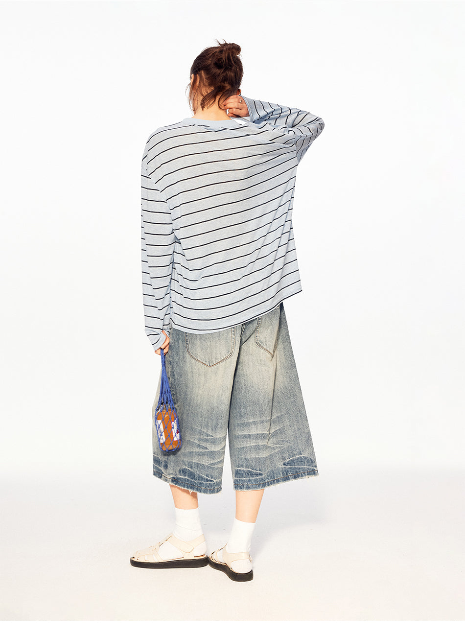 MADWITCH WASHED WIDE CROP JEANS #MC2603D