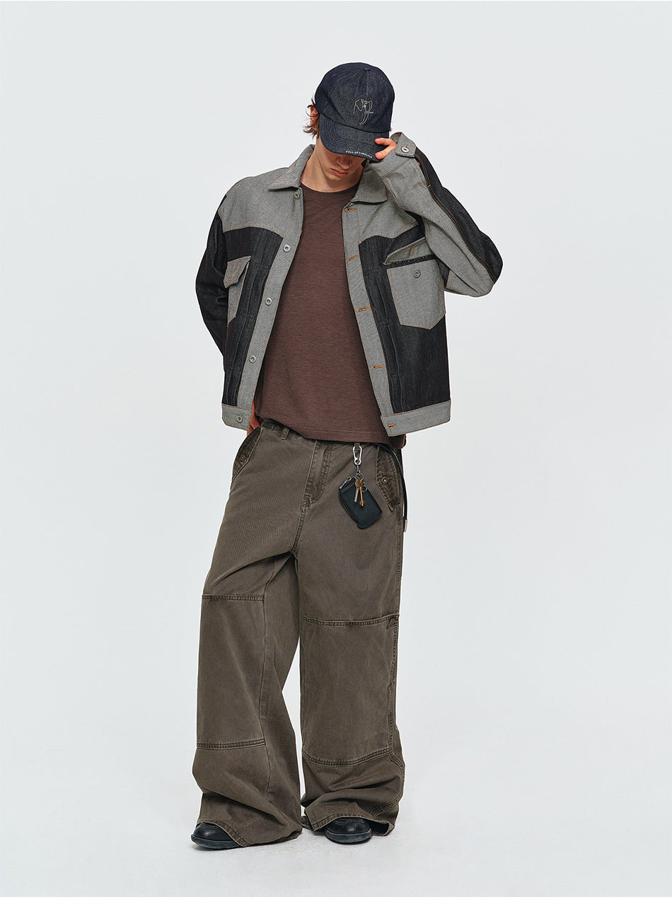 MADWITCH CONTRAST-COLLAR DUAL-POCKET CROPPED DENIM JACKET #2606WT3023