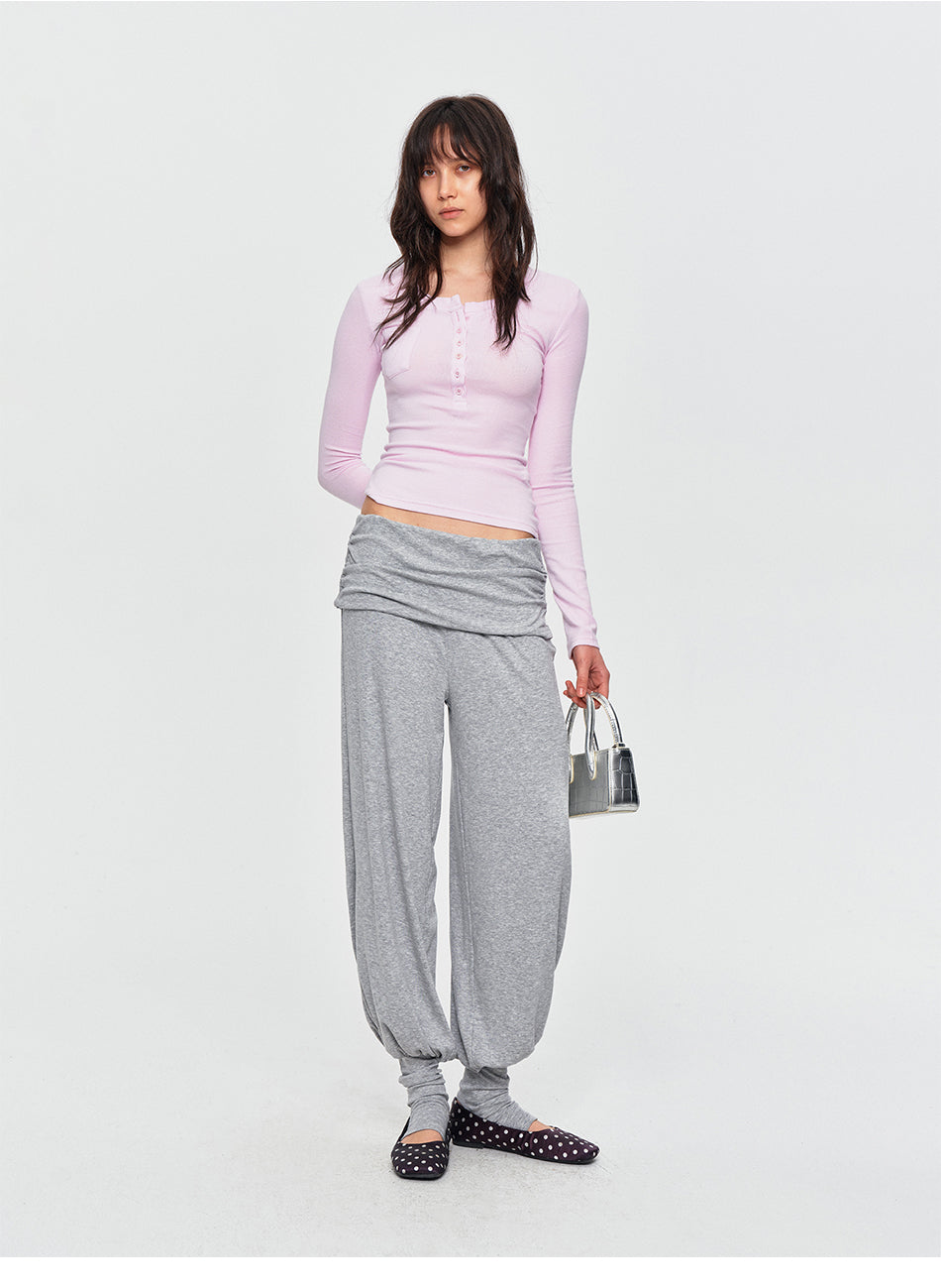 MADWITCH RIBBED POCKET HENLEY TEE #C2026372