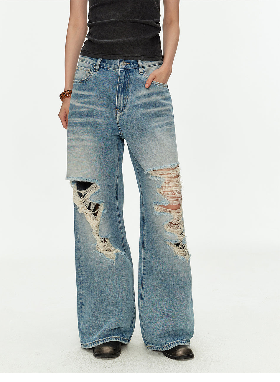MADWITCH CROSS STUD DISTRESSED JEANS #MC2609